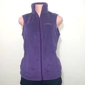 Columbia fleece woman size SMALL purple zip up vest with pockets
